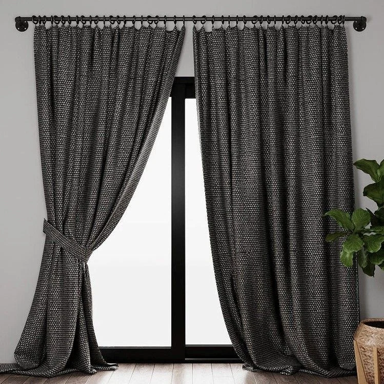 Карниз LOFT из стальных водопроводных труб и чугунных фитингов, с кольцами-крючками, без штор